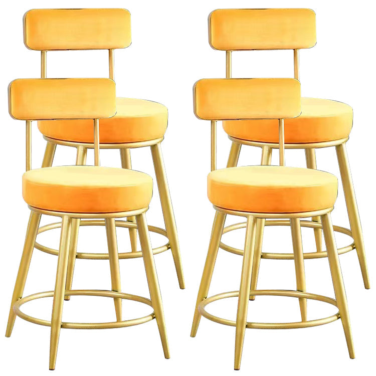 Scandinavian Round Armless Counter Stools Upholstered Bar Stools for Home Yellow 4 Piece Set Short Stool(18"H) Clearhalo 'Bar Furniture' 'Bar Stools' 'bar_stools' 'furn' 'furn_bar_stools' 'Furniture' 'furniture_bar_stools' 'Kitchen & Dining Furniture' 4807985