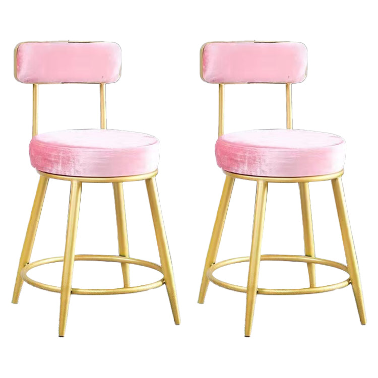 Scandinavian Round Armless Counter Stools Upholstered Bar Stools for Home Pink 2 Piece Set Short Stool(18"H) Clearhalo 'Bar Furniture' 'Bar Stools' 'bar_stools' 'furn' 'furn_bar_stools' 'Furniture' 'furniture_bar_stools' 'Kitchen & Dining Furniture' 4807987