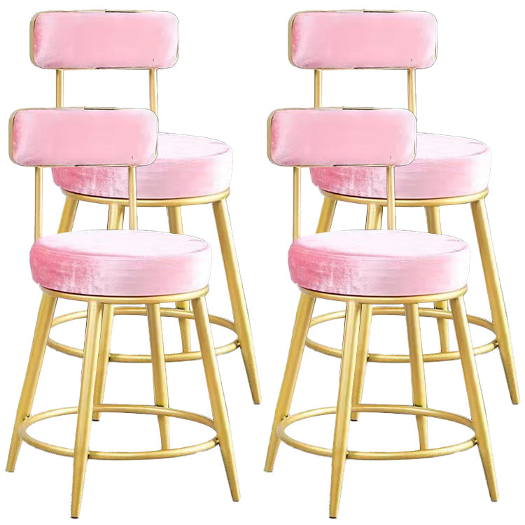 Scandinavian Round Armless Counter Stools Upholstered Bar Stools for Home Pink 4 Piece Set Short Stool(18"H) Clearhalo 'Bar Furniture' 'Bar Stools' 'bar_stools' 'furn' 'furn_bar_stools' 'Furniture' 'furniture_bar_stools' 'Kitchen & Dining Furniture' 4807988