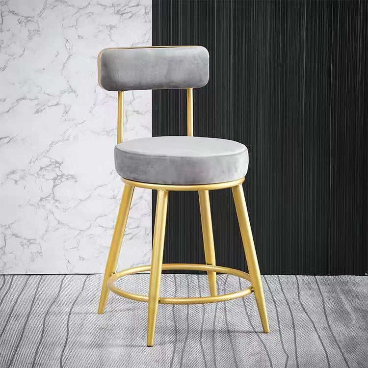 Scandinavian Round Armless Counter Stools Upholstered Bar Stools for Home Grey 1 Piece Short Stool(18"H) Clearhalo 'Bar Furniture' 'Bar Stools' 'bar_stools' 'furn' 'furn_bar_stools' 'Furniture' 'furniture_bar_stools' 'Kitchen & Dining Furniture' 4807989