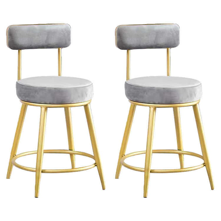 Scandinavian Round Armless Counter Stools Upholstered Bar Stools for Home Grey 2 Piece Set Short Stool(18"H) Clearhalo 'Bar Furniture' 'Bar Stools' 'bar_stools' 'furn' 'furn_bar_stools' 'Furniture' 'furniture_bar_stools' 'Kitchen & Dining Furniture' 4807990
