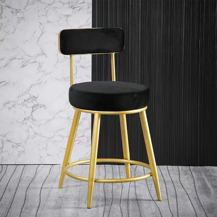 Scandinavian Round Armless Counter Stools Upholstered Bar Stools for Home Black 1 Piece Short Stool(18"H) Clearhalo 'Bar Furniture' 'Bar Stools' 'bar_stools' 'furn' 'furn_bar_stools' 'Furniture' 'furniture_bar_stools' 'Kitchen & Dining Furniture' 4807992