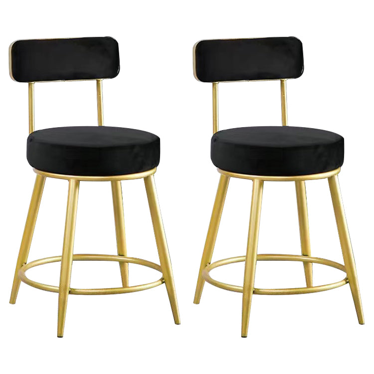 Scandinavian Round Armless Counter Stools Upholstered Bar Stools for Home Black 2 Piece Set Short Stool(18"H) Clearhalo 'Bar Furniture' 'Bar Stools' 'bar_stools' 'furn' 'furn_bar_stools' 'Furniture' 'furniture_bar_stools' 'Kitchen & Dining Furniture' 4807993