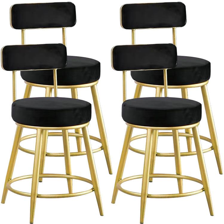 Scandinavian Round Armless Counter Stools Upholstered Bar Stools for Home Black 4 Piece Set Short Stool(18"H) Clearhalo 'Bar Furniture' 'Bar Stools' 'bar_stools' 'furn' 'furn_bar_stools' 'Furniture' 'furniture_bar_stools' 'Kitchen & Dining Furniture' 4807994