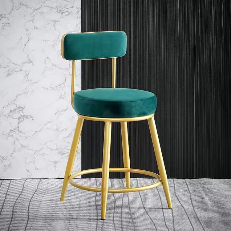 Scandinavian Round Armless Counter Stools Upholstered Bar Stools for Home Green 1 Piece Short Stool(18"H) Clearhalo 'Bar Furniture' 'Bar Stools' 'bar_stools' 'furn' 'furn_bar_stools' 'Furniture' 'furniture_bar_stools' 'Kitchen & Dining Furniture' 4807995