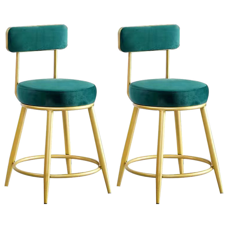 Scandinavian Round Armless Counter Stools Upholstered Bar Stools for Home Green 2 Piece Set Short Stool(18"H) Clearhalo 'Bar Furniture' 'Bar Stools' 'bar_stools' 'furn' 'furn_bar_stools' 'Furniture' 'furniture_bar_stools' 'Kitchen & Dining Furniture' 4807996