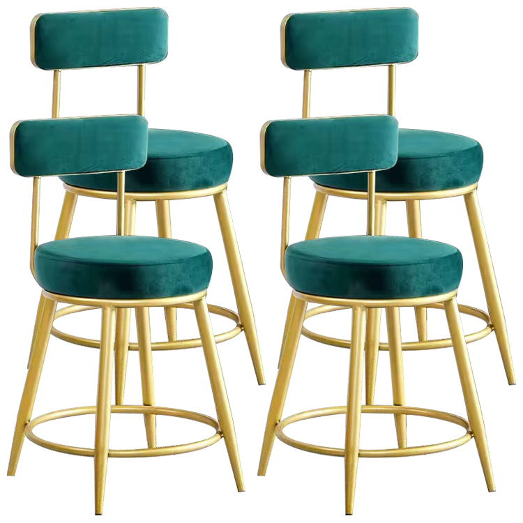 Scandinavian Round Armless Counter Stools Upholstered Bar Stools for Home Green 4 Piece Set Short Stool(18"H) Clearhalo 'Bar Furniture' 'Bar Stools' 'bar_stools' 'furn' 'furn_bar_stools' 'Furniture' 'furniture_bar_stools' 'Kitchen & Dining Furniture' 4807997