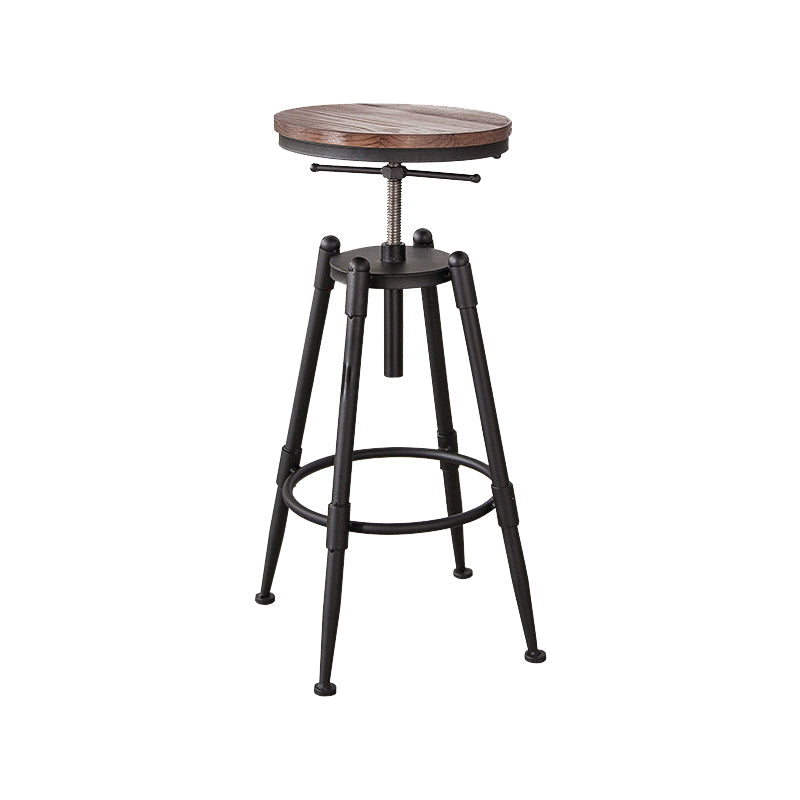 Industrial Footrest Adjustable Height Barstool Brown Pine Home Stool Wood Backless 1 Piece Clearhalo 'Bar Furniture' 'Bar Stools' 'bar_stools' 'furn' 'furn_bar_stools' 'Furniture' 'furniture_bar_stools' 'Kitchen & Dining Furniture' 4808071