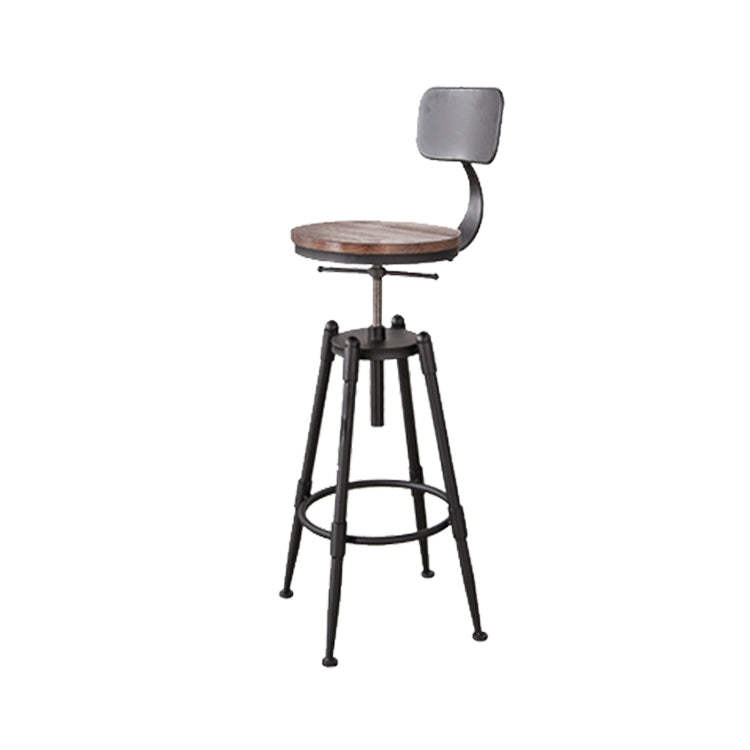 Industrial Footrest Adjustable Height Barstool Brown Pine Home Stool Clearhalo 'Bar Furniture' 'Bar Stools' 'bar_stools' 'furn' 'furn_bar_stools' 'Furniture' 'furniture_bar_stools' 'Kitchen & Dining Furniture' 4808073