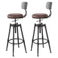 Industrial Footrest Adjustable Height Barstool Brown Pine Home Stool Leather With Back 2 Piece Set Clearhalo 'Bar Furniture' 'Bar Stools' 'bar_stools' 'furn' 'furn_bar_stools' 'Furniture' 'furniture_bar_stools' 'Kitchen & Dining Furniture' 4808079