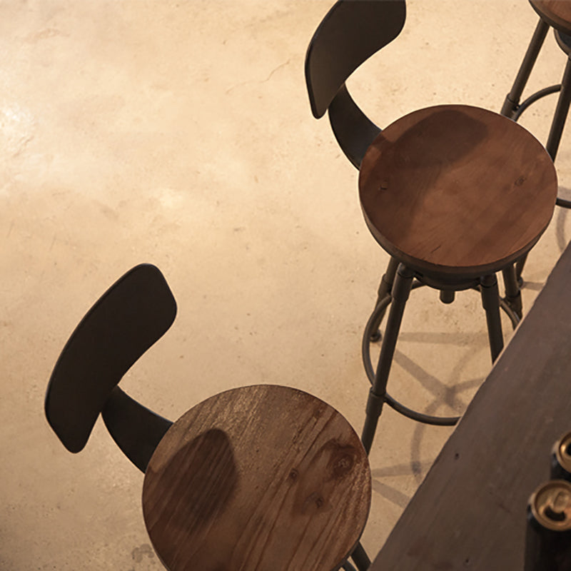 Industrial Footrest Adjustable Height Barstool Brown Pine Home Stool Clearhalo 'Bar Furniture' 'Bar Stools' 'bar_stools' 'furn' 'furn_bar_stools' 'Furniture' 'furniture_bar_stools' 'Kitchen & Dining Furniture' 4808080