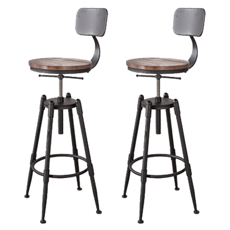 Industrial Footrest Adjustable Height Barstool Brown Pine Home Stool Wood With Back 2 Piece Set Clearhalo 'Bar Furniture' 'Bar Stools' 'bar_stools' 'furn' 'furn_bar_stools' 'Furniture' 'furniture_bar_stools' 'Kitchen & Dining Furniture' 4808084