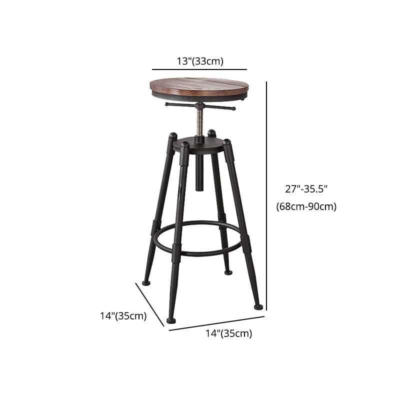 Industrial Footrest Adjustable Height Barstool Brown Pine Home Stool Clearhalo 'Bar Furniture' 'Bar Stools' 'bar_stools' 'furn' 'furn_bar_stools' 'Furniture' 'furniture_bar_stools' 'Kitchen & Dining Furniture' 4808087