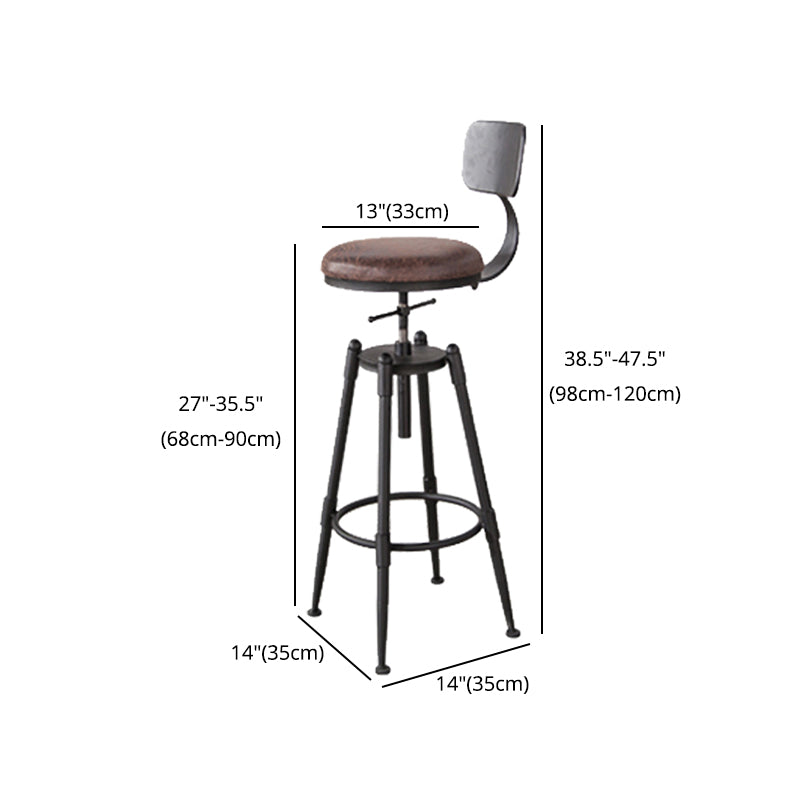 Industrial Footrest Adjustable Height Barstool Brown Pine Home Stool Clearhalo 'Bar Furniture' 'Bar Stools' 'bar_stools' 'furn' 'furn_bar_stools' 'Furniture' 'furniture_bar_stools' 'Kitchen & Dining Furniture' 4808088