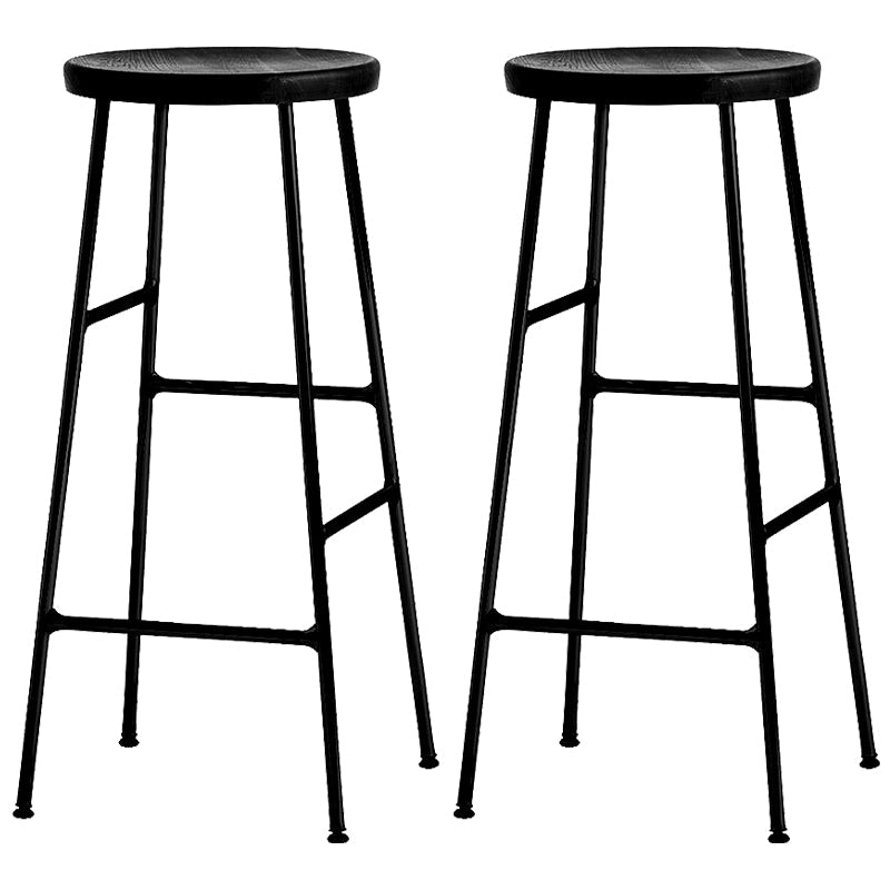 Modern Footrest Backless Barstool Matte Finish Oak Wood Coffee Shop Stool Black Black 2 Piece Set Clearhalo 'Bar Furniture' 'Bar Stools' 'bar_stools' 'furn' 'furn_bar_stools' 'Furniture' 'furniture_bar_stools' 'Kitchen & Dining Furniture' 4808093