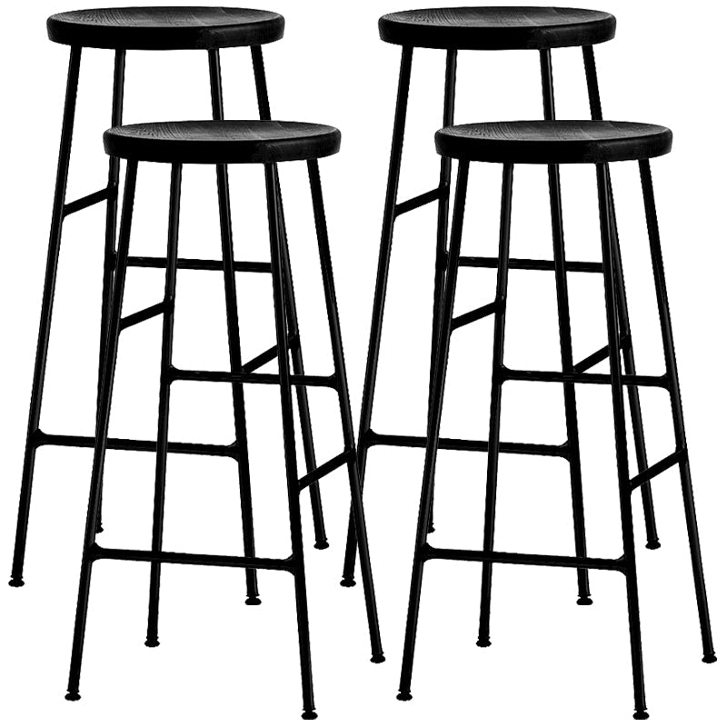 Modern Footrest Backless Barstool Matte Finish Oak Wood Coffee Shop Stool Black Black 4 Piece Set Clearhalo 'Bar Furniture' 'Bar Stools' 'bar_stools' 'furn' 'furn_bar_stools' 'Furniture' 'furniture_bar_stools' 'Kitchen & Dining Furniture' 4808095