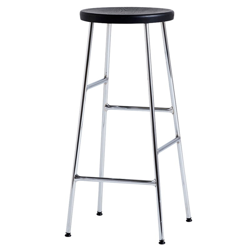 Modern Footrest Backless Barstool Matte Finish Oak Wood Coffee Shop Stool Black Silver 1 Piece Clearhalo 'Bar Furniture' 'Bar Stools' 'bar_stools' 'furn' 'furn_bar_stools' 'Furniture' 'furniture_bar_stools' 'Kitchen & Dining Furniture' 4808097