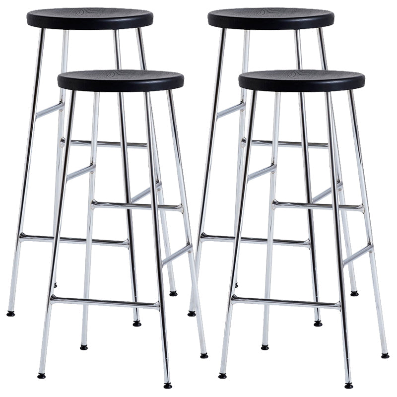 Modern Footrest Backless Barstool Matte Finish Oak Wood Coffee Shop Stool Black Silver 4 Piece Set Clearhalo 'Bar Furniture' 'Bar Stools' 'bar_stools' 'furn' 'furn_bar_stools' 'Furniture' 'furniture_bar_stools' 'Kitchen & Dining Furniture' 4808100