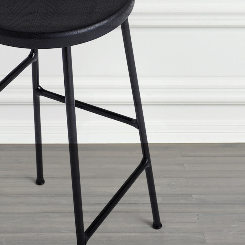 Modern Footrest Backless Barstool Matte Finish Oak Wood Coffee Shop Stool Clearhalo 'Bar Furniture' 'Bar Stools' 'bar_stools' 'furn' 'furn_bar_stools' 'Furniture' 'furniture_bar_stools' 'Kitchen & Dining Furniture' 4808103