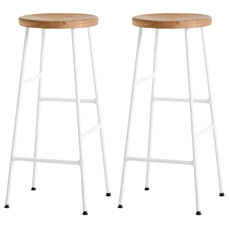 Modern Footrest Backless Barstool Matte Finish Oak Wood Coffee Shop Stool Wood White 2 Piece Set Clearhalo 'Bar Furniture' 'Bar Stools' 'bar_stools' 'furn' 'furn_bar_stools' 'Furniture' 'furniture_bar_stools' 'Kitchen & Dining Furniture' 4808104