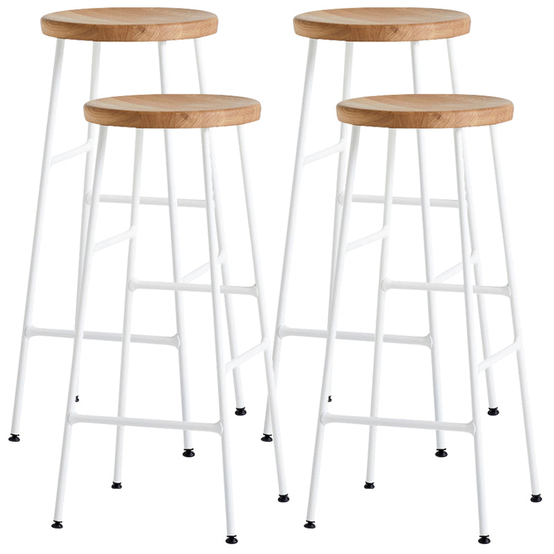 Modern Footrest Backless Barstool Matte Finish Oak Wood Coffee Shop Stool Wood White 4 Piece Set Clearhalo 'Bar Furniture' 'Bar Stools' 'bar_stools' 'furn' 'furn_bar_stools' 'Furniture' 'furniture_bar_stools' 'Kitchen & Dining Furniture' 4808106