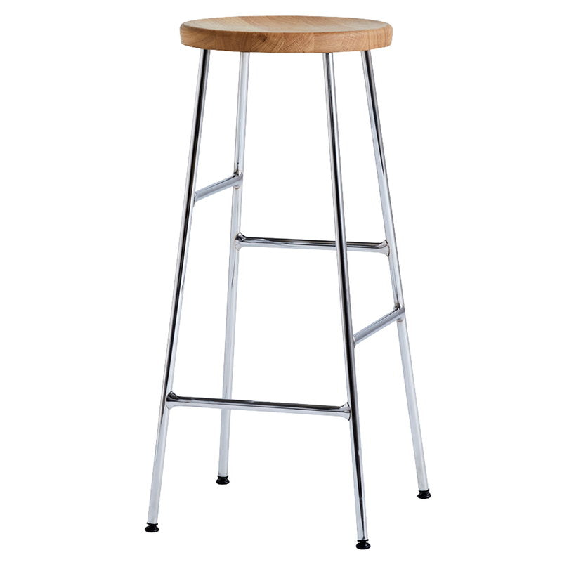 Modern Footrest Backless Barstool Matte Finish Oak Wood Coffee Shop Stool Wood Silver 1 Piece Clearhalo 'Bar Furniture' 'Bar Stools' 'bar_stools' 'furn' 'furn_bar_stools' 'Furniture' 'furniture_bar_stools' 'Kitchen & Dining Furniture' 4808108