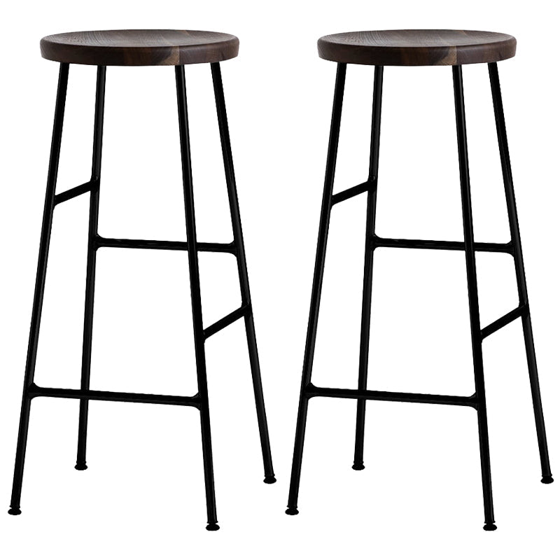 Modern Footrest Backless Barstool Matte Finish Oak Wood Coffee Shop Stool Dark Brown Black 2 Piece Set Clearhalo 'Bar Furniture' 'Bar Stools' 'bar_stools' 'furn' 'furn_bar_stools' 'Furniture' 'furniture_bar_stools' 'Kitchen & Dining Furniture' 4808112