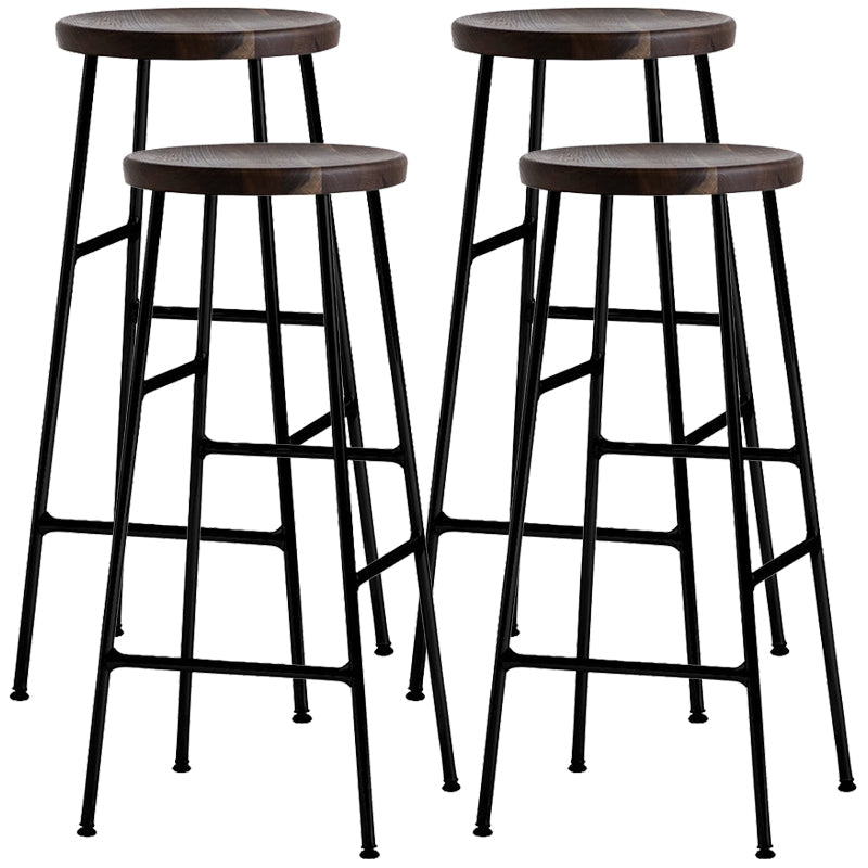 Modern Footrest Backless Barstool Matte Finish Oak Wood Coffee Shop Stool Dark Brown Black 4 Piece Set Clearhalo 'Bar Furniture' 'Bar Stools' 'bar_stools' 'furn' 'furn_bar_stools' 'Furniture' 'furniture_bar_stools' 'Kitchen & Dining Furniture' 4808113