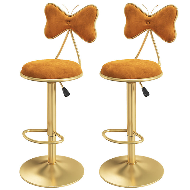 Scandinavian Style Adjustable Height Stools for Home Upholstered Bar Stools Orange 2 Piece Set Bar Stool(31"H) Clearhalo 'Bar Furniture' 'Bar Stools' 'bar_stools' 'furn' 'furn_bar_stools' 'Furniture' 'furniture_bar_stools' 'Kitchen & Dining Furniture' 4808132