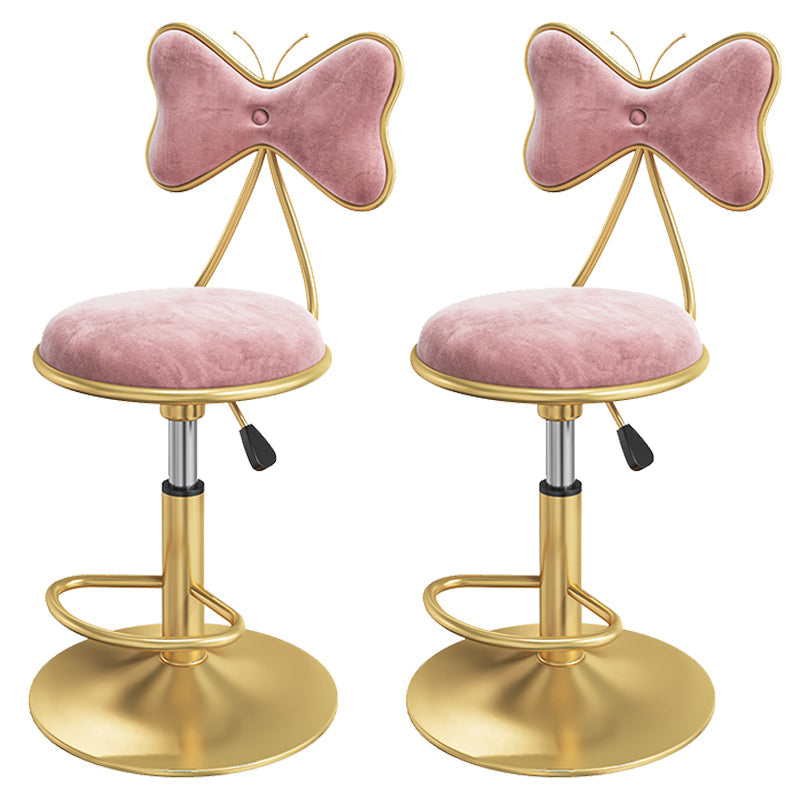 Scandinavian Style Adjustable Height Stools for Home Upholstered Bar Stools Pink 2 Piece Set Short Stool(22"H) Clearhalo 'Bar Furniture' 'Bar Stools' 'bar_stools' 'furn' 'furn_bar_stools' 'Furniture' 'furniture_bar_stools' 'Kitchen & Dining Furniture' 4808135