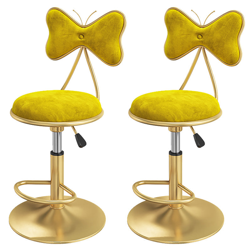 Scandinavian Style Adjustable Height Stools for Home Upholstered Bar Stools Yellow 2 Piece Set Short Stool(22"H) Clearhalo 'Bar Furniture' 'Bar Stools' 'bar_stools' 'furn' 'furn_bar_stools' 'Furniture' 'furniture_bar_stools' 'Kitchen & Dining Furniture' 4808136