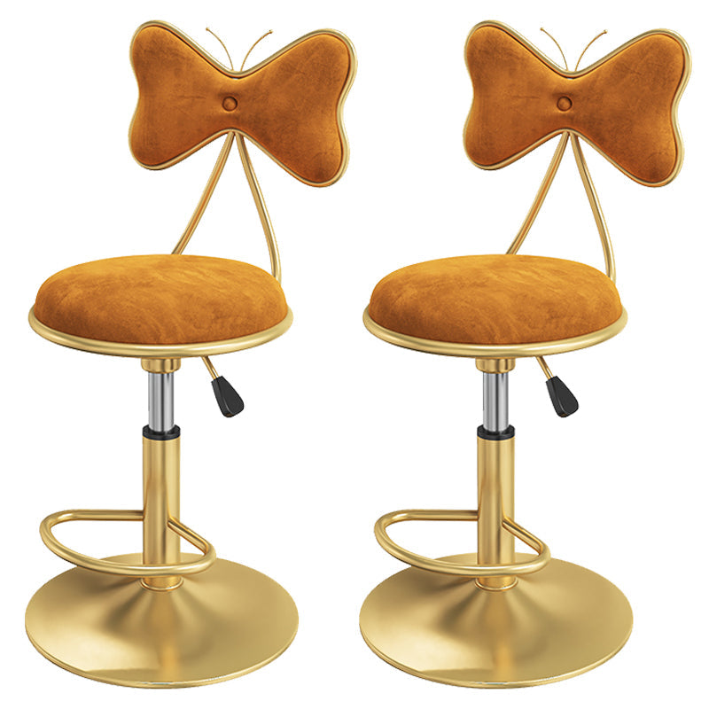 Scandinavian Style Adjustable Height Stools for Home Upholstered Bar Stools Orange 2 Piece Set Short Stool(22"H) Clearhalo 'Bar Furniture' 'Bar Stools' 'bar_stools' 'furn' 'furn_bar_stools' 'Furniture' 'furniture_bar_stools' 'Kitchen & Dining Furniture' 4808139