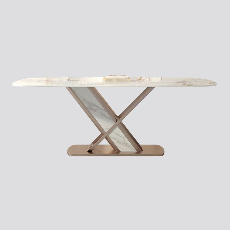 Luxury Sintered Stone Top Dining Set Rectangle 1/2/5/6/7 Pieces Kitchen Table with Chairs White 70.9"L x 35.4"W Clearhalo 'Dining Room Sets' 'Dining Tables & Seating' 'dining_room_set' 'furn' 'furn_dining_room_set' 'Furniture' 'furniture_dining_room_set' 'Kitchen & Dining Furniture' 4808143