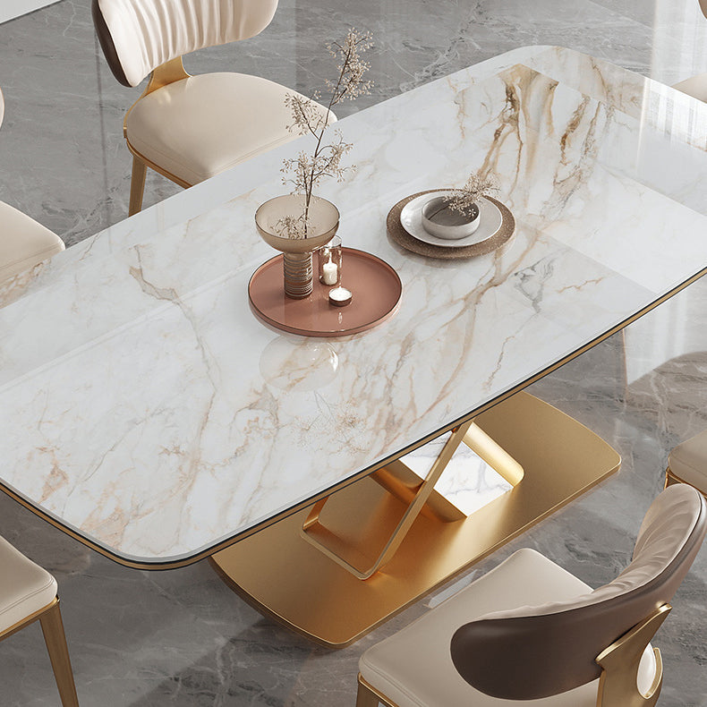 Luxury Sintered Stone Top Dining Set Rectangle 1/2/5/6/7 Pieces Kitchen Table with Chairs Clearhalo 'Dining Room Sets' 'Dining Tables & Seating' 'dining_room_set' 'furn' 'furn_dining_room_set' 'Furniture' 'furniture_dining_room_set' 'Kitchen & Dining Furniture' 4808149