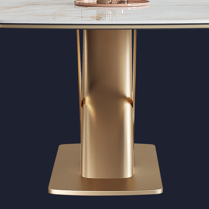 Luxury Sintered Stone Top Dining Set Rectangle 1/2/5/6/7 Pieces Kitchen Table with Chairs Clearhalo 'Dining Room Sets' 'Dining Tables & Seating' 'dining_room_set' 'furn' 'furn_dining_room_set' 'Furniture' 'furniture_dining_room_set' 'Kitchen & Dining Furniture' 4808151