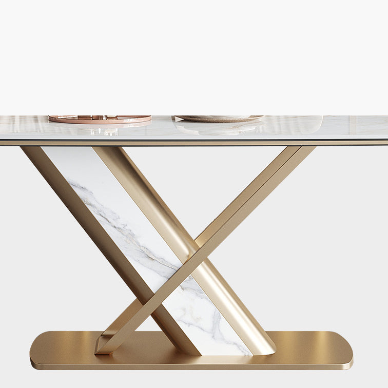 Luxury Sintered Stone Top Dining Set Rectangle 1/2/5/6/7 Pieces Kitchen Table with Chairs Clearhalo 'Dining Room Sets' 'Dining Tables & Seating' 'dining_room_set' 'furn' 'furn_dining_room_set' 'Furniture' 'furniture_dining_room_set' 'Kitchen & Dining Furniture' 4808152