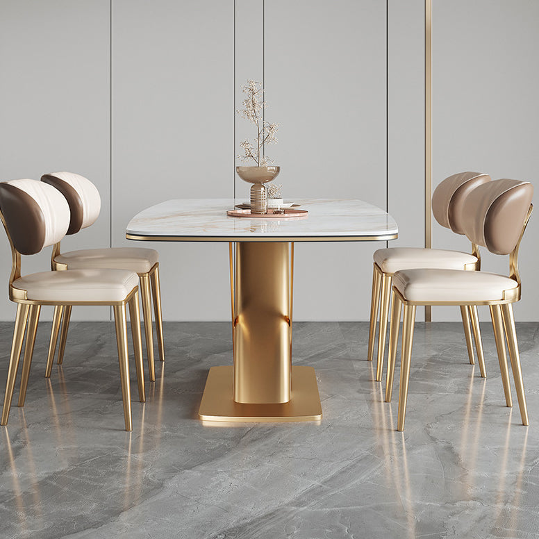 Luxury Sintered Stone Top Dining Set Rectangle 1/2/5/6/7 Pieces Kitchen Table with Chairs Clearhalo 'Dining Room Sets' 'Dining Tables & Seating' 'dining_room_set' 'furn' 'furn_dining_room_set' 'Furniture' 'furniture_dining_room_set' 'Kitchen & Dining Furniture' 4808153