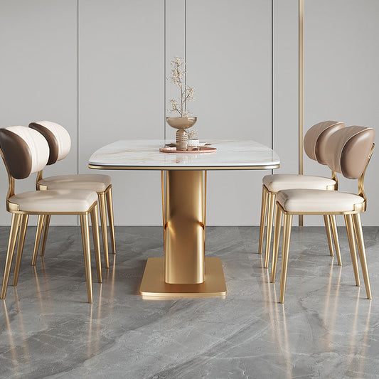 Luxury Sintered Stone Top Dining Set Rectangle 1/2/5/6/7 Pieces Kitchen Table with Chairs Clearhalo 'Dining Room Sets' 'Dining Tables & Seating' 'dining_room_set' 'furn' 'furn_dining_room_set' 'Furniture' 'furniture_dining_room_set' 'Kitchen & Dining Furniture' 4808153