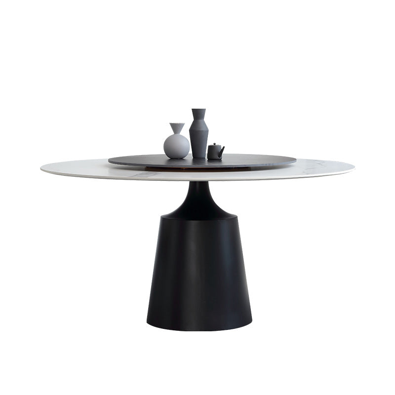 Modern Round Dinette Set 1/3/4/5/7 Pieces Sintered Stone Dining Table Set with Turntable Clearhalo 'Dining Room Sets' 'Dining Tables & Seating' 'dining_room_set' 'furn' 'furn_dining_room_set' 'Furniture' 'furniture_dining_room_set' 'Kitchen & Dining Furniture' 4808161