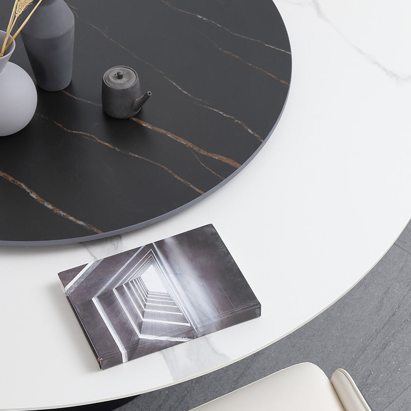 Modern Round Dinette Set 1/3/4/5/7 Pieces Sintered Stone Dining Table Set with Turntable Clearhalo 'Dining Room Sets' 'Dining Tables & Seating' 'dining_room_set' 'furn' 'furn_dining_room_set' 'Furniture' 'furniture_dining_room_set' 'Kitchen & Dining Furniture' 4808168