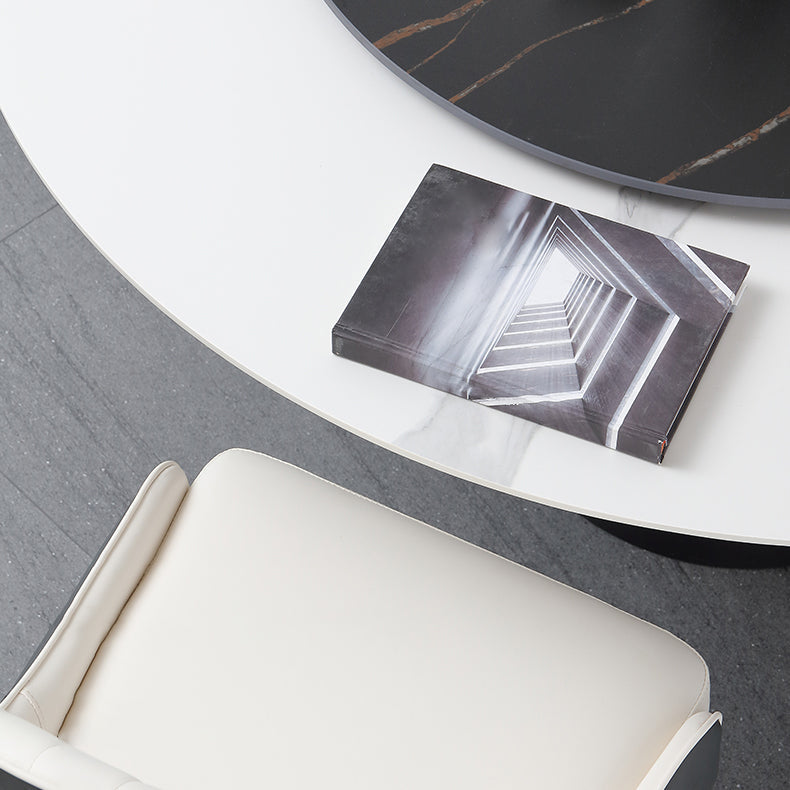 Modern Round Dinette Set 1/3/4/5/7 Pieces Sintered Stone Dining Table Set with Turntable Clearhalo 'Dining Room Sets' 'Dining Tables & Seating' 'dining_room_set' 'furn' 'furn_dining_room_set' 'Furniture' 'furniture_dining_room_set' 'Kitchen & Dining Furniture' 4808169