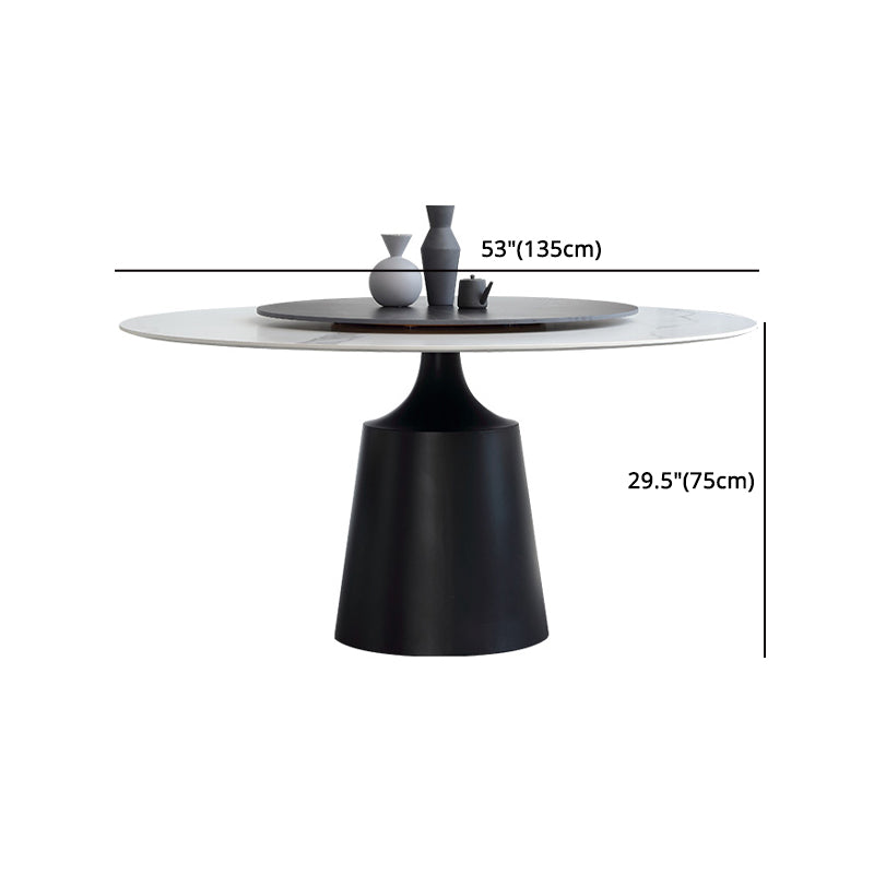 Modern Round Dinette Set 1/3/4/5/7 Pieces Sintered Stone Dining Table Set with Turntable Clearhalo 'Dining Room Sets' 'Dining Tables & Seating' 'dining_room_set' 'furn' 'furn_dining_room_set' 'Furniture' 'furniture_dining_room_set' 'Kitchen & Dining Furniture' 4808173