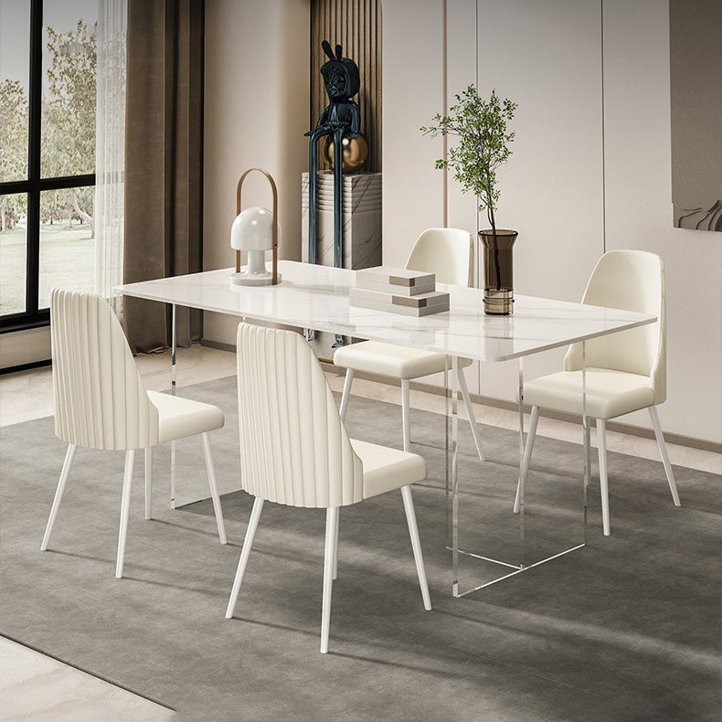 Designer Style Sintered Stone Dining Set Rectangle 1/2/5/7 Pieces Dining Table with Chairs Clearhalo 'Dining Room Sets' 'Dining Tables & Seating' 'dining_room_set' 'furn' 'furn_dining_room_set' 'Furniture' 'furniture_dining_room_set' 'Kitchen & Dining Furniture' 4808187