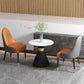 Glam Sintered Stone Dining Table Set 1/2/3/4/5 Pieces Dining Set for Dining Areas 3 Pieces: Table, 2 Orange Chairs Clearhalo 'Dining Room Sets' 'Dining Tables & Seating' 'dining_room_set' 'furn' 'furn_dining_room_set' 'Furniture' 'furniture_dining_room_set' 'Kitchen & Dining Furniture' 4808197
