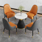 Glam Sintered Stone Dining Table Set 1/2/3/4/5 Pieces Dining Set for Dining Areas 5 Pieces: Table, 4 Orange Chairs Clearhalo 'Dining Room Sets' 'Dining Tables & Seating' 'dining_room_set' 'furn' 'furn_dining_room_set' 'Furniture' 'furniture_dining_room_set' 'Kitchen & Dining Furniture' 4808198