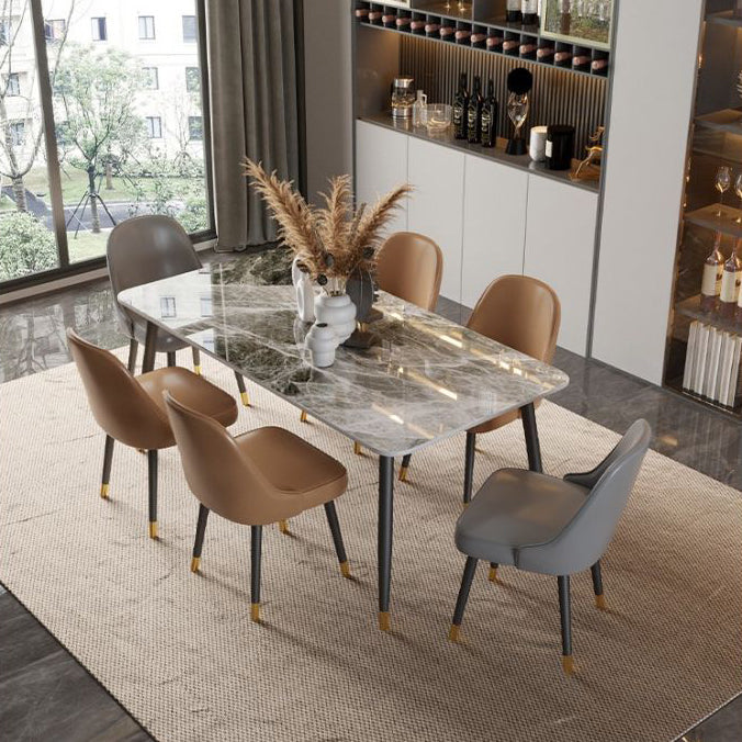 Designer Style Sintered Stone Top Dining Set 1/2/5/7 Pieces Dining Table with Chairs Clearhalo 'Dining Room Sets' 'Dining Tables & Seating' 'dining_room_set' 'furn' 'furn_dining_room_set' 'Furniture' 'furniture_dining_room_set' 'Kitchen & Dining Furniture' 4808223