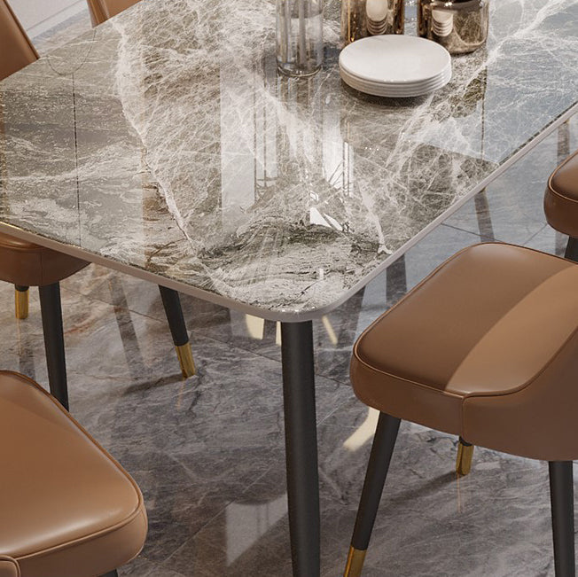 Designer Style Sintered Stone Top Dining Set 1/2/5/7 Pieces Dining Table with Chairs Clearhalo 'Dining Room Sets' 'Dining Tables & Seating' 'dining_room_set' 'furn' 'furn_dining_room_set' 'Furniture' 'furniture_dining_room_set' 'Kitchen & Dining Furniture' 4808229