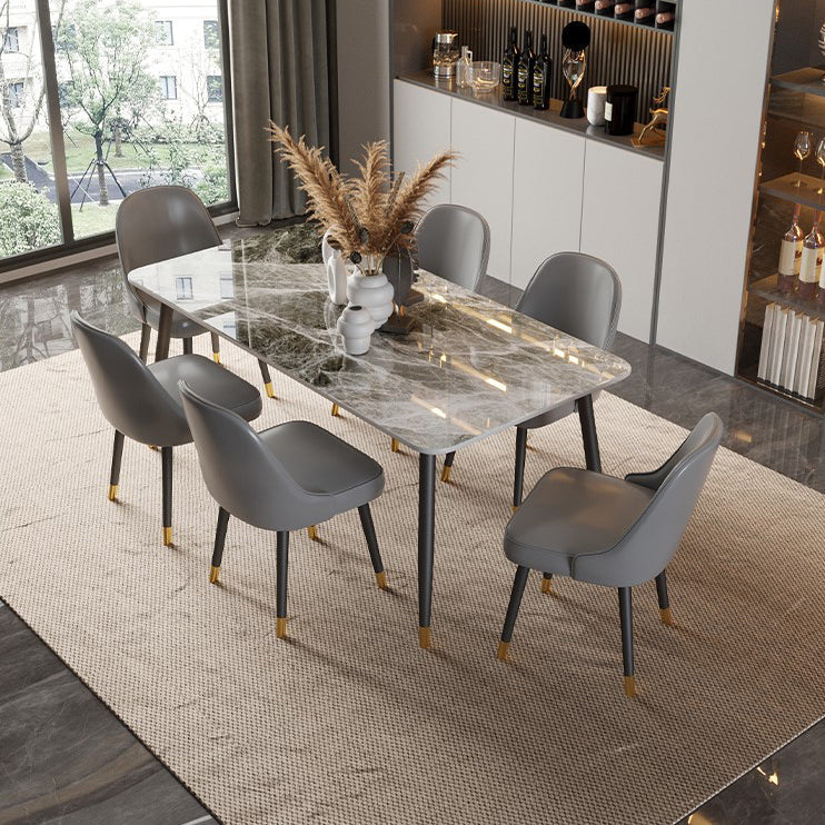 Designer Style Sintered Stone Top Dining Set 1/2/5/7 Pieces Dining Table with Chairs Clearhalo 'Dining Room Sets' 'Dining Tables & Seating' 'dining_room_set' 'furn' 'furn_dining_room_set' 'Furniture' 'furniture_dining_room_set' 'Kitchen & Dining Furniture' 4808230