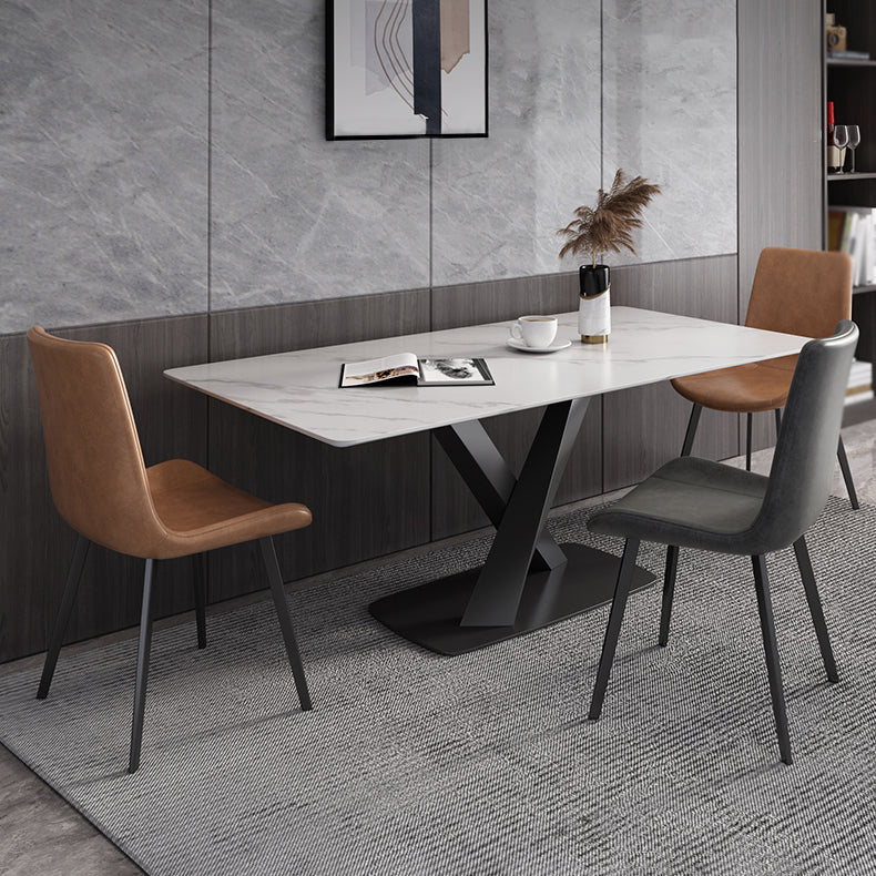 Modern Rectangle Dinette Set 1/3/4/5/6/7 Pieces Dining Table Set with Sintered Stone Top 4 Pieces: Table, 3 Chairs Clearhalo 'Dining Room Sets' 'Dining Tables & Seating' 'dining_room_set' 'furn' 'furn_dining_room_set' 'Furniture' 'furniture_dining_room_set' 'Kitchen & Dining Furniture' 4808242