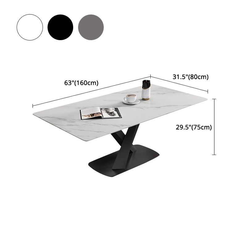 Modern Rectangle Dinette Set 1/3/4/5/6/7 Pieces Dining Table Set with Sintered Stone Top Clearhalo 'Dining Room Sets' 'Dining Tables & Seating' 'dining_room_set' 'furn' 'furn_dining_room_set' 'Furniture' 'furniture_dining_room_set' 'Kitchen & Dining Furniture' 4808255